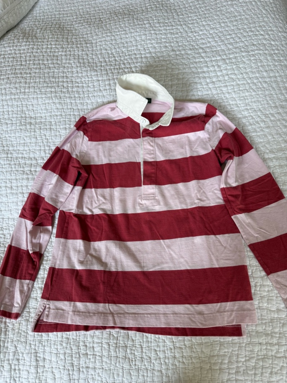 J. Crew Women's Wide-Strip Rugby Top in Burgundy and Pink - Picture 4 of 8